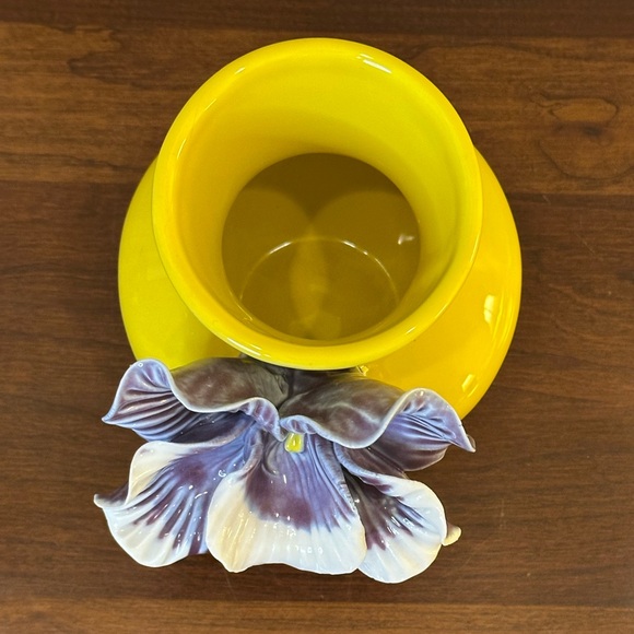 🌟4xHP🌟VTG 2000s Anthropologie 3D Bluish-Purple Orchid Small Yellow Bud Vase - Picture 7 of 9